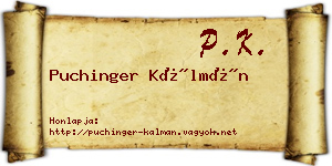 Puchinger Kálmán névjegykártya